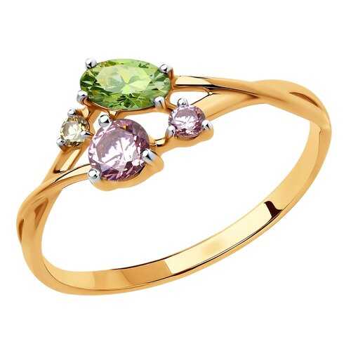 Кольцо женское SOKOLOV из золота с фианитами Swarovski 81010460 р.17 в 585 GOLD