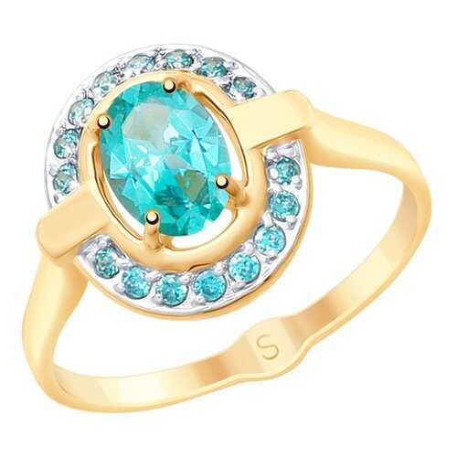 Кольцо женское SOKOLOV из золота с топазами Swarovski и фианитами 715316 р.17.5 в 585 GOLD