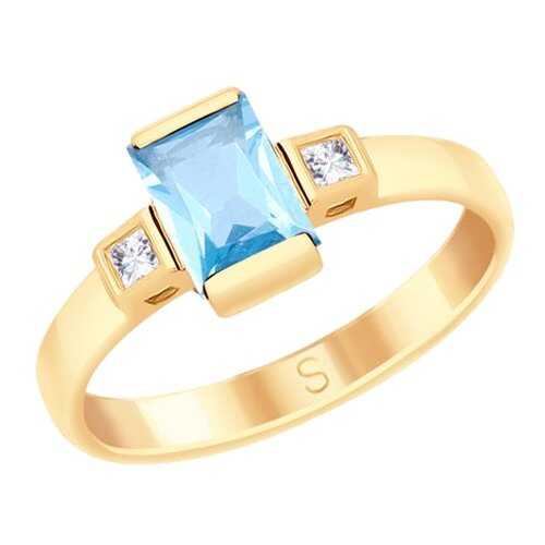 Кольцо женское SOKOLOV из золота с топазом и Swarovski Zirconia 715210 р.17.5 в 585 GOLD