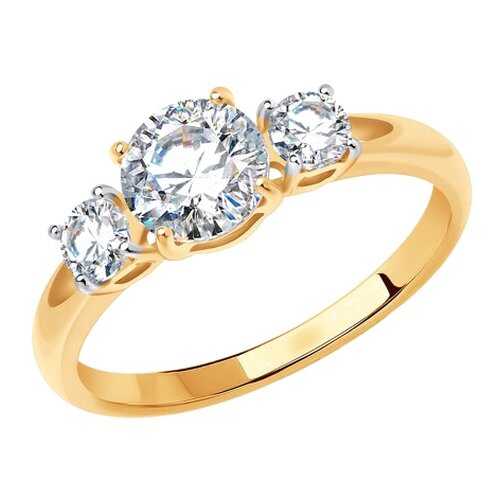 Помолвочное кольцо женское со Swarovski Zirconia SOKOLOV 81010186 р.16 в 585 GOLD