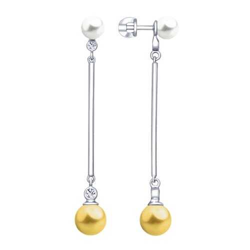 Серьги SOKOLOV из серебра с жемчугом Swarovski 94023014 в 585 GOLD