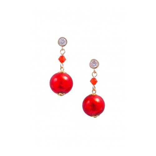 Серьги Perla Appeso Oro 09030633 красные в 585 GOLD